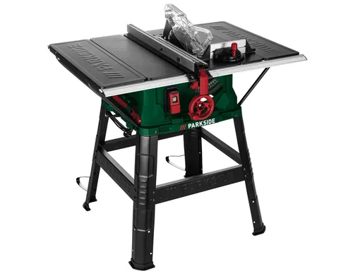 PARKSIDE® Tischkreissäge PTKS 2200 A1, 2200 W - Tischkreissäge mit 2200 W Leistung für präzise Holz- und Kunststoffschnitte. Stufenlos einstellbare Schnitthöhe und neigbares Sägeblatt für exakte Gehrungsschnitte.