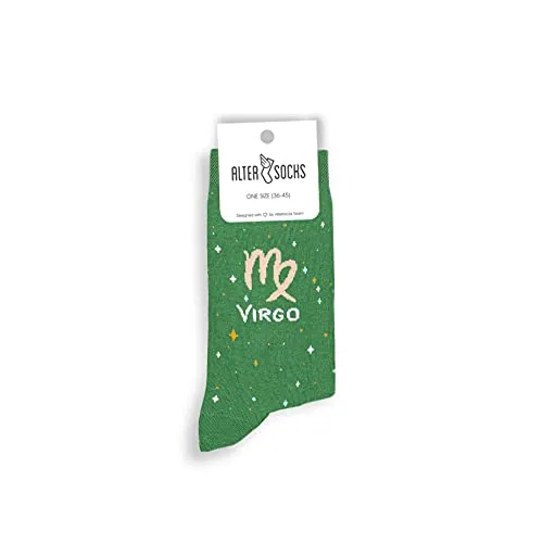 ALTER SOCKS Lustige Socken | Sternzeichen Jungfrau Geschenke | Sternzeichen Socken Damen & Herren | witzige Strümpfe | Größe 36 – 45 (Jungfrau (Virgo))