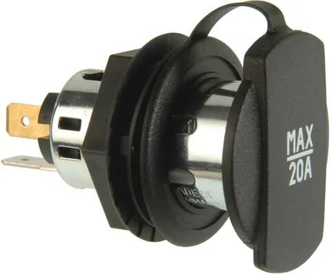 Pro Car Kfz-Power-Steckdose mit Schraubgewinde, schwarz, 20A, 12/24V