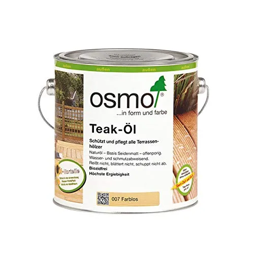 Osmo Teak-Öl Farblos 2,50 l - 11500005 - Hochwertiges Teak-Öl für die Pflege Ihrer Terrasse, schützt und pflegt Holzoberflächen effektiv für langanhaltende Schönheit.