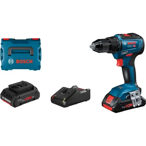 Bosch Akku-Bohrschrauber GSR 18V-55 mit 2x ProCORE18V Akkus - Akkuschrauber mit 55 Nm Drehmoment, ideal für anspruchsvolle Projekte. Inklusive 2 leistungsstarker Lithium-Ionen Akkus und Schnellladegerät für effizientes Arbeiten.