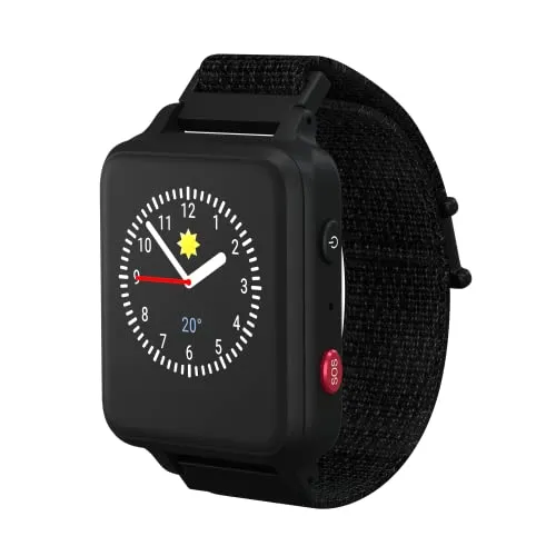 Anio5 Kinder Smartwatch mit GPS - Kinderuhr mit GPS und Anruf Funktion, Telefon Uhr, Tracker, Nachrichten, Schulmodus, SOS Funktion & GPS-Ortung, App Made in Germany, Anio 5, Schwarz