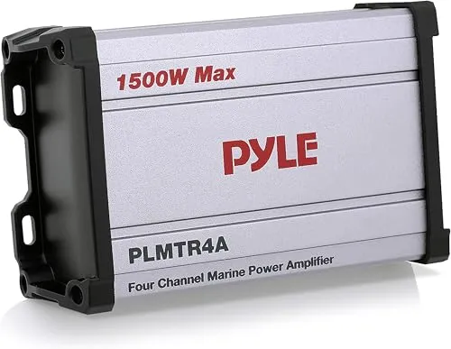 Pyle 4-Kanal Marine-Verstärker - Leistungsstarker 4-Kanal Verstärker mit 1500 Watt Maximalleistung für hochwertige Audioanwendungen. Wetterfestes Design und vielseitige Anschlussmöglichkeiten machen ihn ideal für Boote und Offroad-Fahrzeuge.