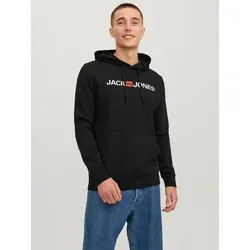 Kapuzensweatshirt JACK & JONES "Logo Hoodie Oldschool", Herren, Gr. XL, schwarz - Herren-Sweatshirt mit lässigem Logo-Print, hüftlang und aus 70% Baumwolle für ein angenehmes Tragegefühl. Ideal für entspannte Looks und vielseitige Kombinationsmöglichkeiten.