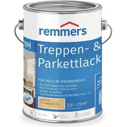 Remmers Treppen- & Parkettlack farblos seidenglänzend, 2,5 Liter - Lacke für Holz und Parkett, abriebfester Versiegelungslack auf Wasserbasis, ideal für Treppen, Dielen und Möbel im Innenbereich.