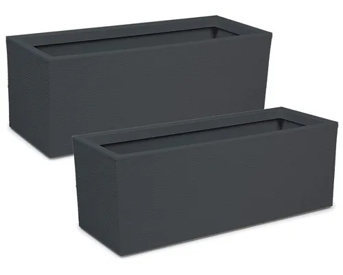 ONDIS24 Blumenkasten Graphit (2 St) - 79.5 x 29.5 x 29.5 cm - Blumenkästen aus robustem Kunststoff mit 57 Liter Pflanzvolumen, ideal für Balkon und Garten. Stilvolles anthrazit fügt sich perfekt in jede Umgebung ein.