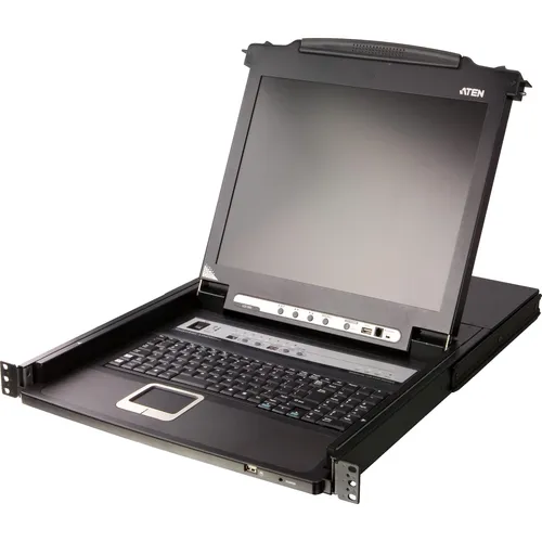 Aten CL5708M KVMP-Switch 8-fach mit 17"-Display, USB, PS/2, 19-Zoll-Rackmontage, UK-Layout (CL5708M GB)