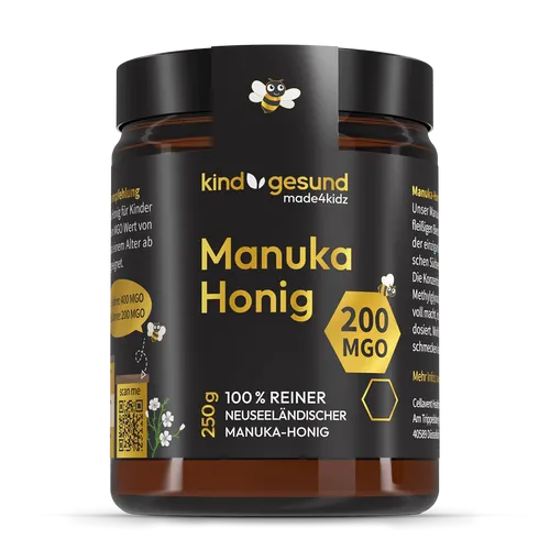 Manuka Honig für Kinder 200 MGO - Brotaufstriche, hochwertiger Manuka Honig mit 200 MGO, speziell für Kinder, unterstützt die Gesundheit mit natürlichen Inhaltsstoffen.