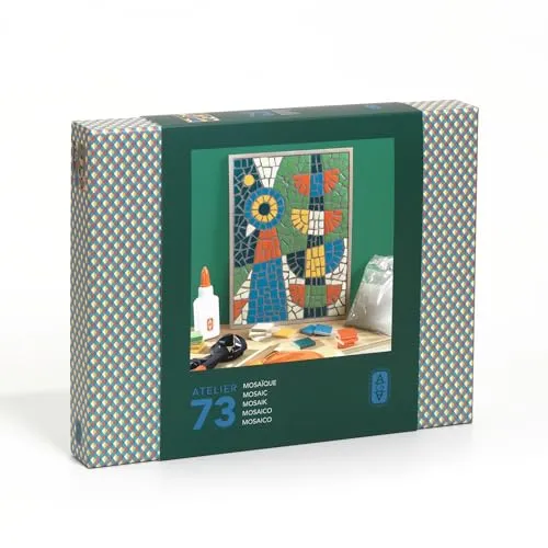 DJECO Atelier 73 Mosaik-Set für Erwachsene, Kreativset mit Keramikplättchen, Werkzeug & Video-Tutorial, AGA-Serie, meditatives DIY-Basteln
