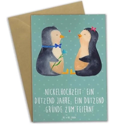 Mr. & Mrs. Panda babykarte 12 Hochzeitstag Nickelhochzeit - Geschenk, Ehejubiläum feiern, zwölf Jahre Ehe, Heiraten, Grußkarten, Beständigkeit, Zukunftspläne, glückwunschkarten, einladungskarten