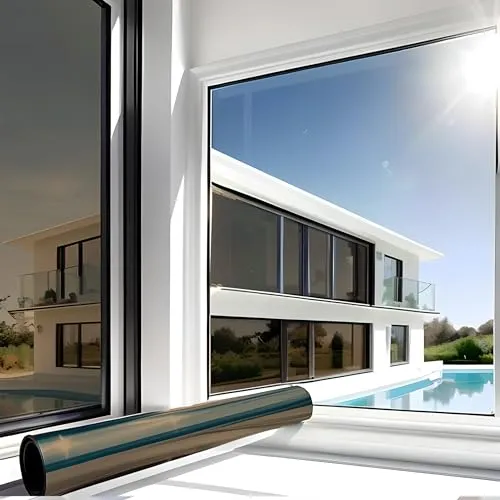 MARAPON® Spiegelfolie Fenster Sichtschutz [44.5x200 cm] Fensterfolie Sonnenschutz außen ohne Rückstände - Spiegelfolie Fenster Sichtschutz - Sonnenschutzfolie Fenster - Dachfenster verdunkeln