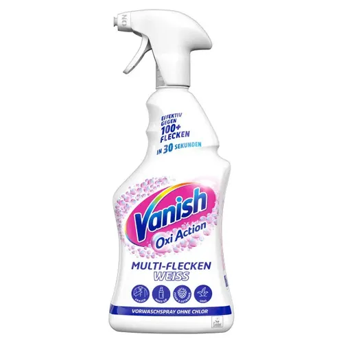 Vanish Oxi Action Multi Flecken Weiss Vorwaschspray 750 ml - Fleckenbehandlung, entfernt über 100 Fleckenarten in nur 30 Sekunden und ist ideal für schnelle Ergebnisse bei Kleidung.