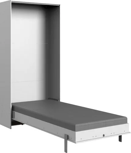 Schrankbett Juist Weiß 90x200cm - Platzsparendes Schrankbett für kleine Räume, bietet Komfort und Funktionalität in modernem Design.