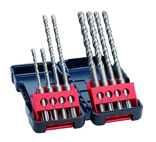 Bosch 8-teiliges Hammerbohrerset SDS plus-3 - Praktisches Bohrerset für Bohrhämmer, ideal für präzises Bohren in verschiedenen Materialien. Robuste Metallkonstruktion für Langlebigkeit und Effizienz.