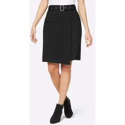 A-Linien-Rock HEINE, Damen, Gr. 38, schwarz, 67% Viskose, 27% Polyamid, 6% Elasthan, unifarben, kurz, Röcke
