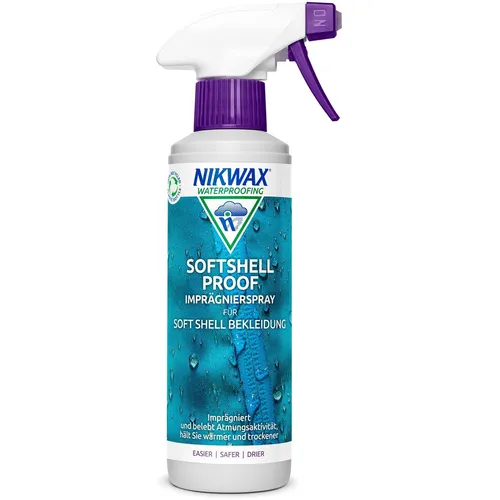 Nikwax Spray-On Softshell Imprägnierung 300 ml - Textilien, wasserabweisend und ideal für Outdoor-Bekleidung, schützt vor Nässe und Schmutz.