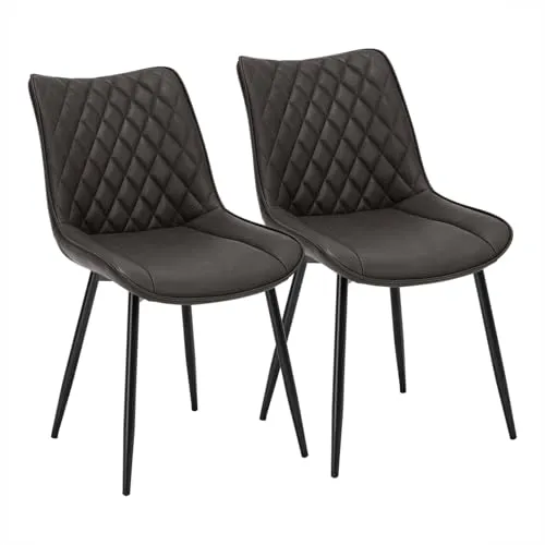 Esszimmerstuhl BH210an-2 aus Kunstleder in Anthrazit - Moderner Küchenstuhl mit robustem Eisen-Gestell, ideal für stilvolle Esszimmer und Wohnzimmer, bequem und langlebig.