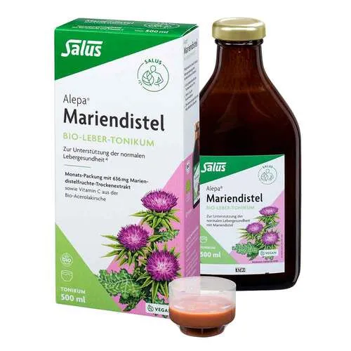 Alepa Mariendistel Bio-Leber-Tonikum - Nahrungsergänzungsmittel zur Unterstützung der Lebergesundheit mit natürlichen Inhaltsstoffen wie Mariendistel und Vitamin C aus Acerola für antioxidativen Schutz.
