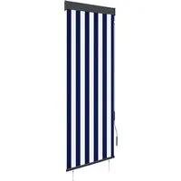 vidaXL Außenrollo 60 x 250 cm Blau und Weiß - Rollos für Balkon, Garten oder Terrasse. Das handbetätigte Außenrollo aus atmungsaktivem Polyester mit PA-Beschichtung bietet UV-Schutz und Privatsphäre, leicht zu montieren und mit praktischem Handkurbelmechanismus.