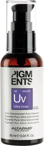 Alfaparf Milano Pigments Color Farbstoffkonzentrat ULTRA VIOLET 90ml - Coloration für intensivere violette Reflexe und zur Neutralisierung unerwünschter Gelbtöne. Ideal für professionelle Anwendungen im Salon oder Zuhause.