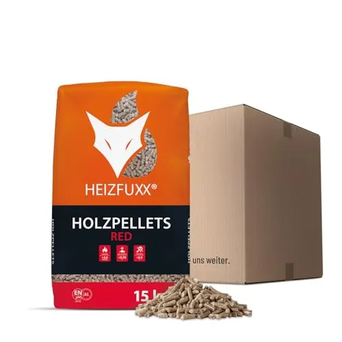HEIZFUXX® Hartholzpellets Buche 6mm ENplusA1 | 15kg Sack - Hochwertige Hartholzpellets mit 6mm Durchmesser, ideal für effizientes Heizen. Lieferung im praktischen 15kg Sack, perfekt für den Einsatz im Pellet-Ofen.