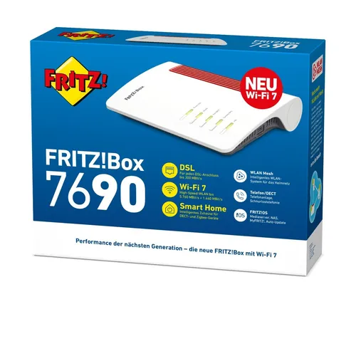 FRITZ!Box 7690 - Dual-Band Wi-Fi 7 Router, 2.5 Gigabit WAN LAN für blitzschnelles Internet und smartes Zuhause