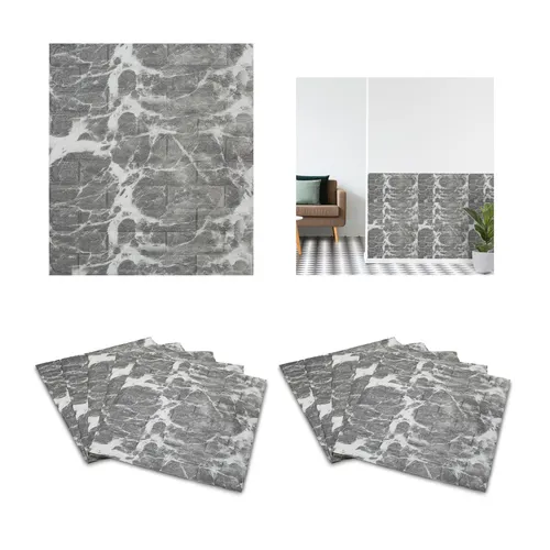 Wandpaneele 10er Set Marmoroptik - Moderne Tapeten aus selbsthaftenden 3D Kunststoffpaneelen in Marmoroptik, ideal zur kreativen Wandgestaltung.