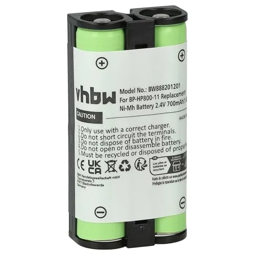 vhbw Akku kompatibel mit Sony MDR-RF895, MDR-RF955, MDR-RF955RK, MDR-RF4000 Wireless Headset Kopfhörer (700mAh, 2,4V, NiMH)