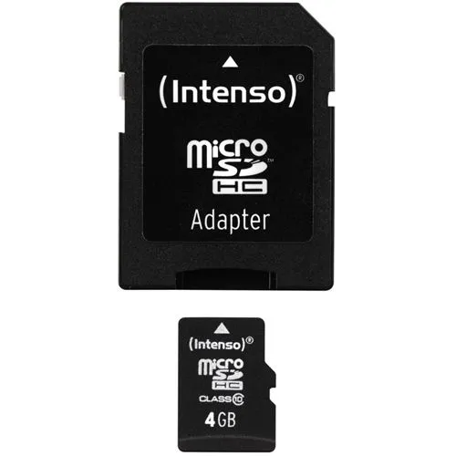 INTENSO 3413450 - MicroSDHC-Speicherkarte 4GB, Class 10 - Speicherkarten für Smartphones und Tablets, erweiterbarer Speicher mit HIGH SPEED Übertragungsraten von bis zu 25 MB/s für schnelle Datenübertragung.