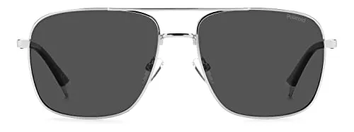 Polaroid Sonnenbrille PLD 4128/S/X 010/M9 Silber Grau Herren - Sportbrillen für Unisex Erwachsene mit polarisierenden Linsen, ideal für klare Sicht und UV400 Schutz, stilvolles Pilot-Design in silbernem Metallrahmen.