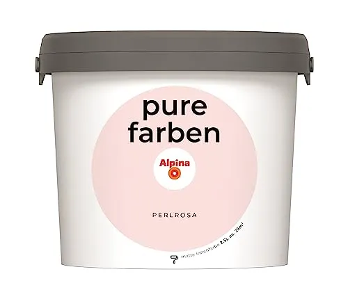 Alpina pure farben Wandfarbe – Perlrosa - Farben für Innenräume, strapazierfähig, atmungsaktiv und emissionsarm für ein optimales Raumklima – ideal für nachhaltige Wohnraumgestaltung.