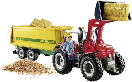 PLAYMOBIL® 70131 Country Großer Traktor mit Anhänger - Baukasten für Kinder ab 3 Jahren, fördert kreatives Spielen und motorische Fähigkeiten mit realistischem Traktor-Design.