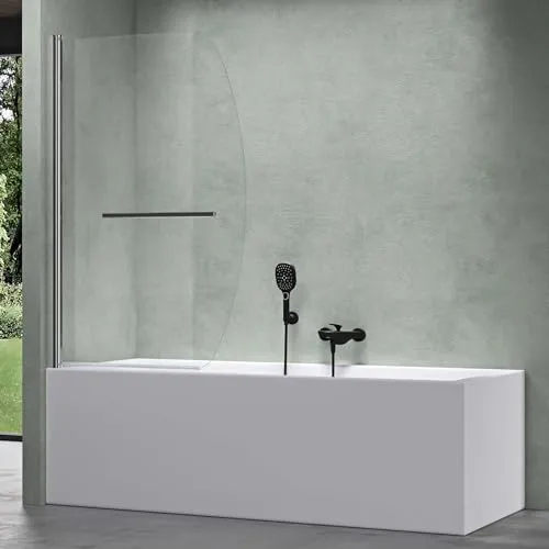 Mai & Mai Duschwand für Badewanne – Faltbare Badewannenwand aus Sicherheitsglas - Duschkabinen & -wände, 180° schwenkbar mit NANO-Beschichtung für einfache Reinigung und elegantes Design – ideal für jedes Bad.