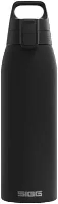 SIGG Shield Therm ONE Trinkflasche 1 L, schwarz - Thermobehälter mit optimalem Fluss durch spezielles Mundstück und praktischem ONE Top-Verschluss für müheloses Trinken unterwegs.