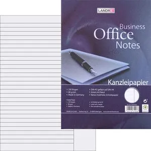 Landre Kanzleipapier 100050622 Office, liniert, mit Rand, A3 auf A4 gefalzt, 80g/qm, 250 Blatt