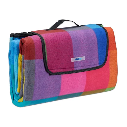 Picknickdecke bunt kariert - 200x200 cm, ideal für entspannte Tage im Freien mit Relaxdays
