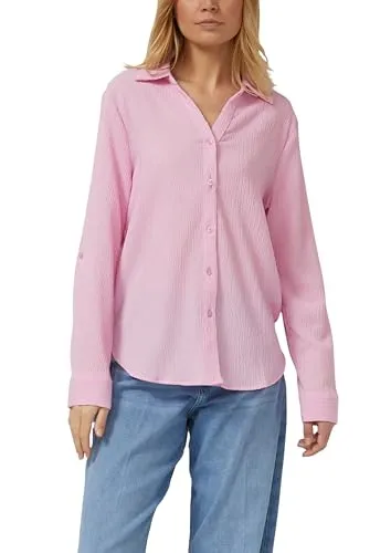 s.Oliver Damen Bluse 2176392 Lilac/PINK Größe 42 - Elegante Langarmbluse mit Hemdkragen und krempelbaren Ärmeln. Die strukturierte Oberfläche und der Regular Fit sorgen für einen modischen Look in jeder Situation.