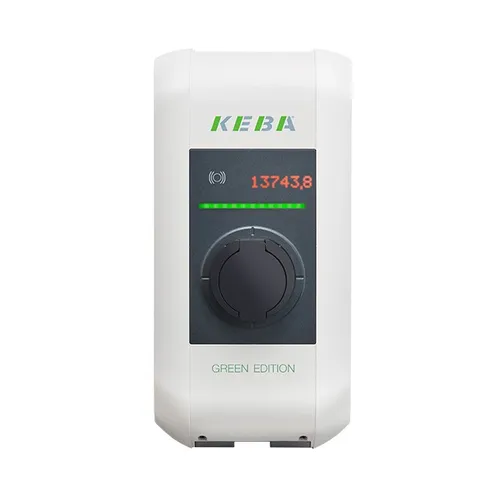 KEBA KeContact P30 c-series GREEN EDITION 121.919 Wallbox - Wallbox mit bis zu 22 kW Ladeleistung, CO2-neutral und mit App-Anbindung für einfachen Ladestatus und RFID-Sperrfunktion.