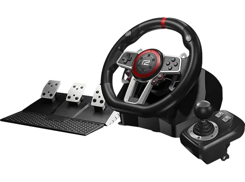 ready2gaming Multi System Racing Wheel Pro - Kompatibel für Switch, PS4, PS3 und PC - VR Gaming Zubehör: Erlebe realistischen Fahrspaß mit vibrationsstarkem Feedback und flexiblem Drehwinkel von 270° bis 900°.