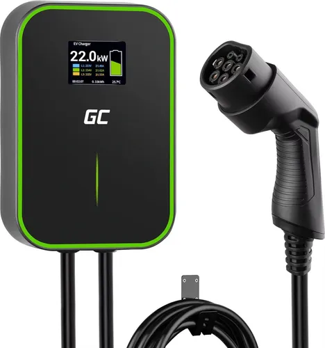 Green Cell EV Powerbox 22kW mit Plug-In Kabel - Wallbox für Elektrofahrzeuge, bietet 22 kW Ladeleistung und eine flexible Kabellänge von 6 m für komfortables Laden zu Hause oder unterwegs.
