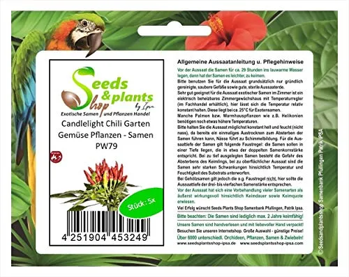 Stk - 5x Candlelight Chili Garten Gemüse Pflanzen - Samen PW79 - Seeds & Plants Shop by Ipsa