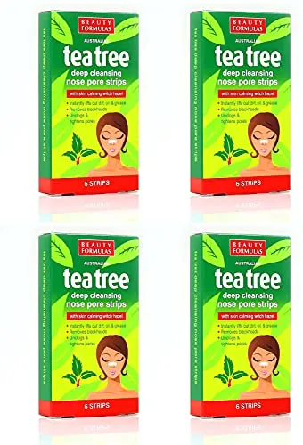 australischer Teebaum & Hexe Nasenstreifen - entfernt Mitesser, entstopft & strafft Poren 24 x