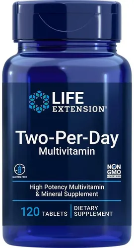 Life Extension Two per Day Multivitamin - 120 Tabletten - Nahrungsergänzungsmittel für allgemeines Wohlbefinden, reich an Vitaminen und Mineralstoffen, unterstützt die Gesundheit mit hochwertigen Inhaltsstoffen.
