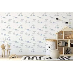Tadessi Vliestapete Tapete Kinderzimmer M1-No.739, Vliestapete, Blau, Grau, Tapete blau|grau