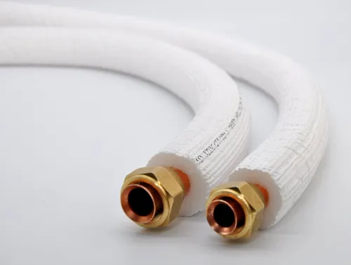 Kältemittelleitung Kupferrohr Isoliert 1/4" + 3/8" - 1m für Klimaanlagen - Klimaanlagen- & Luftfilter, chemisch beständig und ideal für effiziente Kühlung mit R32.
