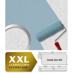 Profhome Vliestapete 145215-GU Spachtel Putz Tapete Struktur matt weiß 26,5 m2, leicht strukturiert, matt, (1 XXL Rolle, doppelte Breite, 26,50 qm), Vliestapete zum Überstreichen in weiß weiß 1.06 m x 25 m