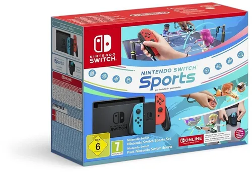 NINTENDO Switch-Konsole (Neon-Blau Neon-Rot) - inkl. Nintendo Switch Sports-Set & 12 Monate Nintendo Switch Online, ideal für Spieleabenteuer mit Freunden