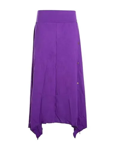 Vishes Alternative Bekleidung - Damen A-Linie Rock Baumwolle Vintage mit elastischem Bund und Taschen lila 40-42