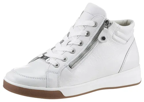 Schnürboots "ROM" – Weiße High Top-Sneaker mit Keilabsatz - Schnürboots in Schuhweite G = weit, ideal für Komfort und Stil, aus hochwertigem Glattleder gefertigt.