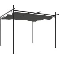 DELUKE Schiebedach Pergola OLIMP Anthrazit 295x292x230cm - Vielseitige Pergola mit Schiebedach für Garten und Terrasse. Stabiler Rahmen aus pulverbeschichtetem Stahl und Aluminium, UV-beständiges Dach für optimalen Sonnenschutz.